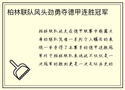 柏林联队风头劲勇夺德甲连胜冠军